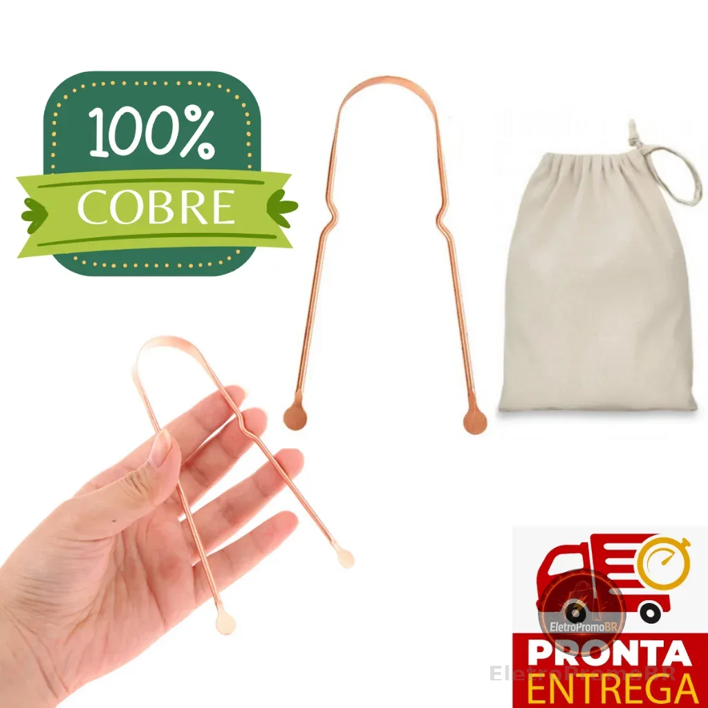 Limpador Raspador De Língua 100% Cobre Puro Ayurveda - Modelo Premium
