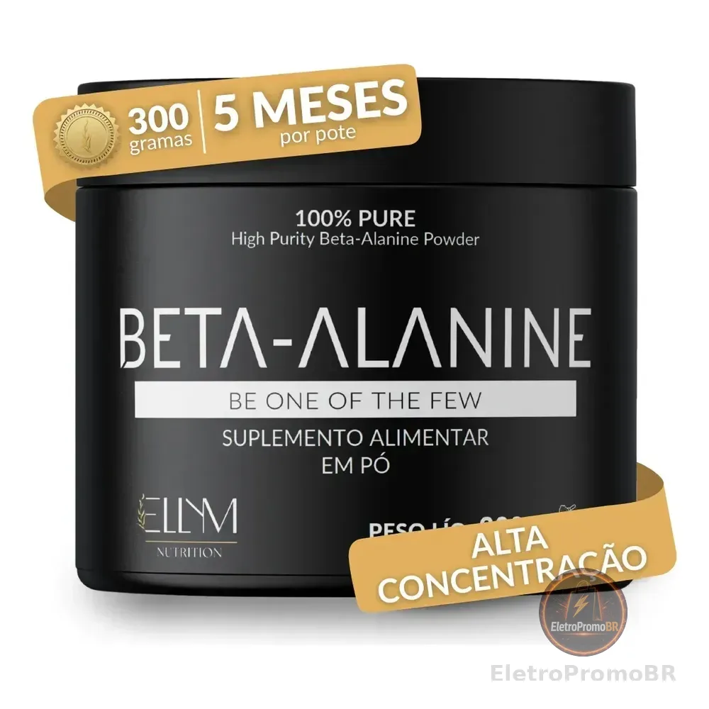 Beta Alanina 300g 100% Pura Performance Recuperação Muscular Pós Pré Treino 150 Doses Sem Sabor Concentrada Ellym Nutrition