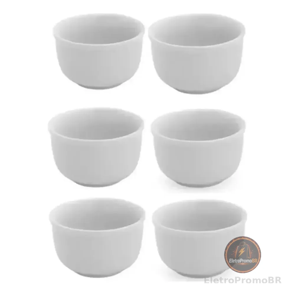 Kit 6 Cumbuca Bowl Porcelana Tigela Açaí Caldos Sopas 470ml Branco