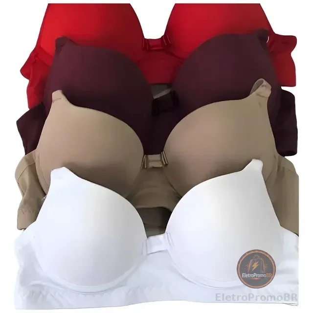Kit 4 Sutiãs Com Bojo Alça Reforçada Cores Lisas Revenda