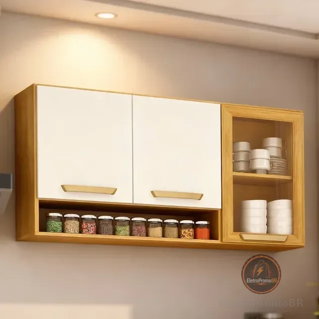 Armário Aéreo Com Vidro Reflecta E Porta-temperos Ch