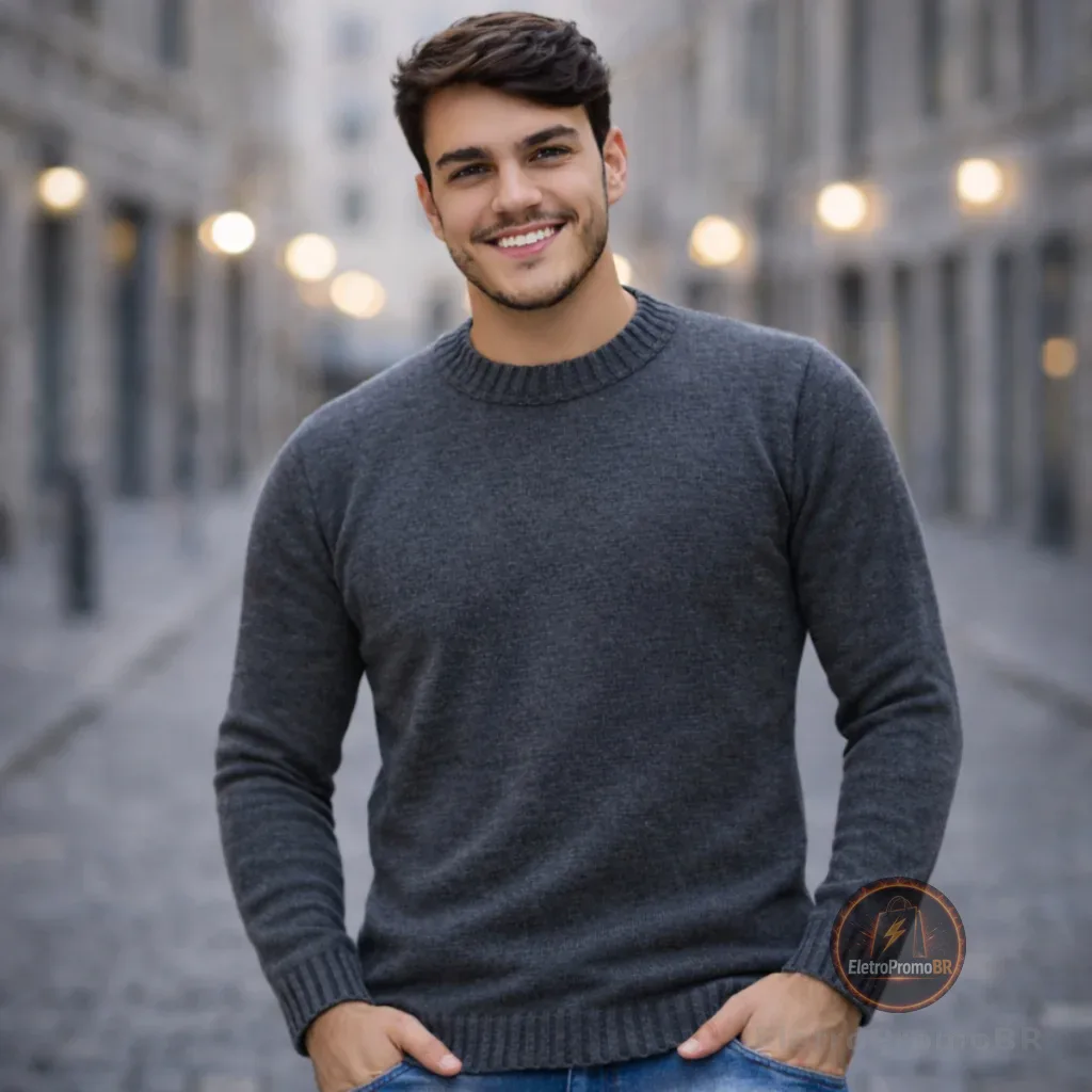 Sueter Masculino Inverno Manga Longa Blusa Masculina De Frio Trico