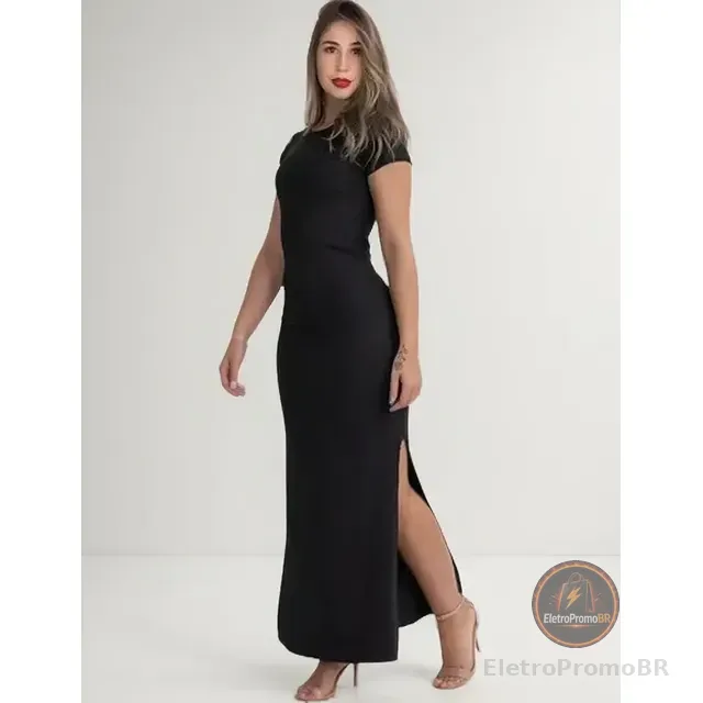 Vestido Versáti Casual Manga Curta Longo Nova Moda Feminina