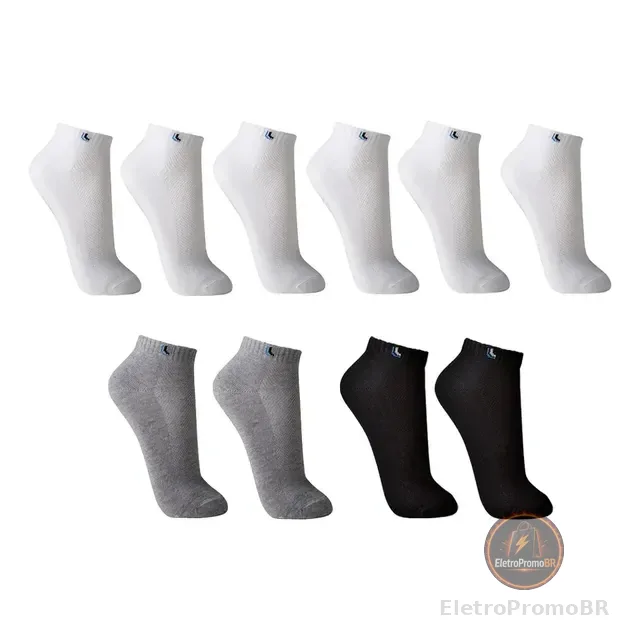 Kit Com 10 Pares De Meia Curta Algodão Adulto Lupo