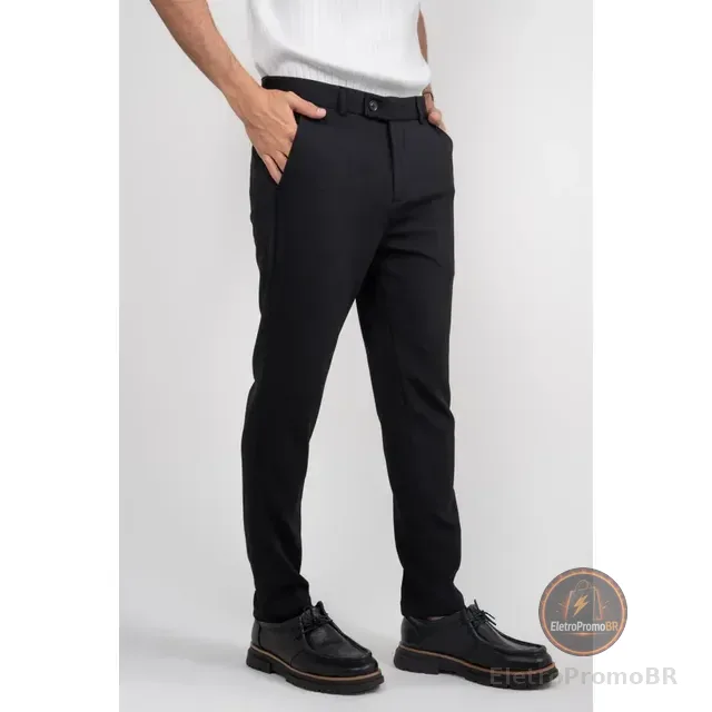 Calça Social Alfaiataria Masculina Malha Elastano Stretch