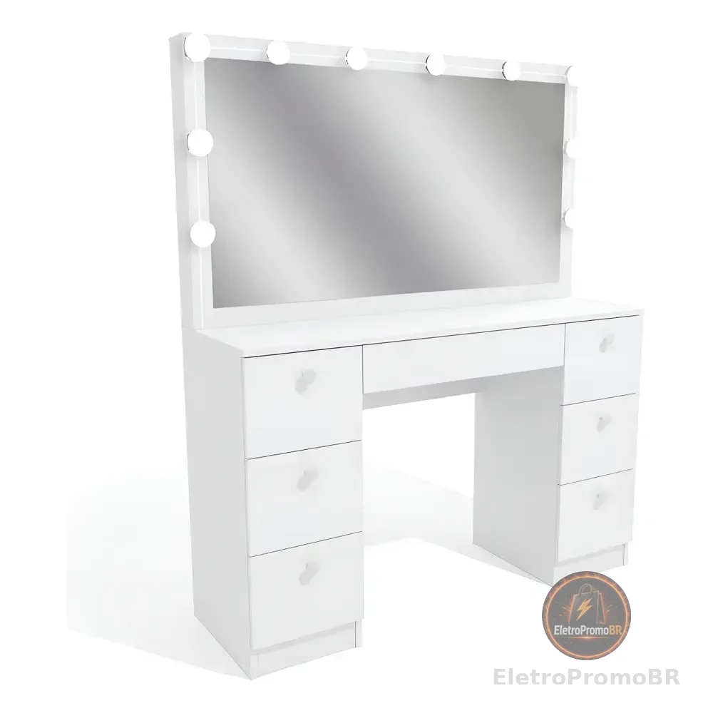 Penteadeira Ditália Pe80 Com Kit Luz Branco Cor Branco