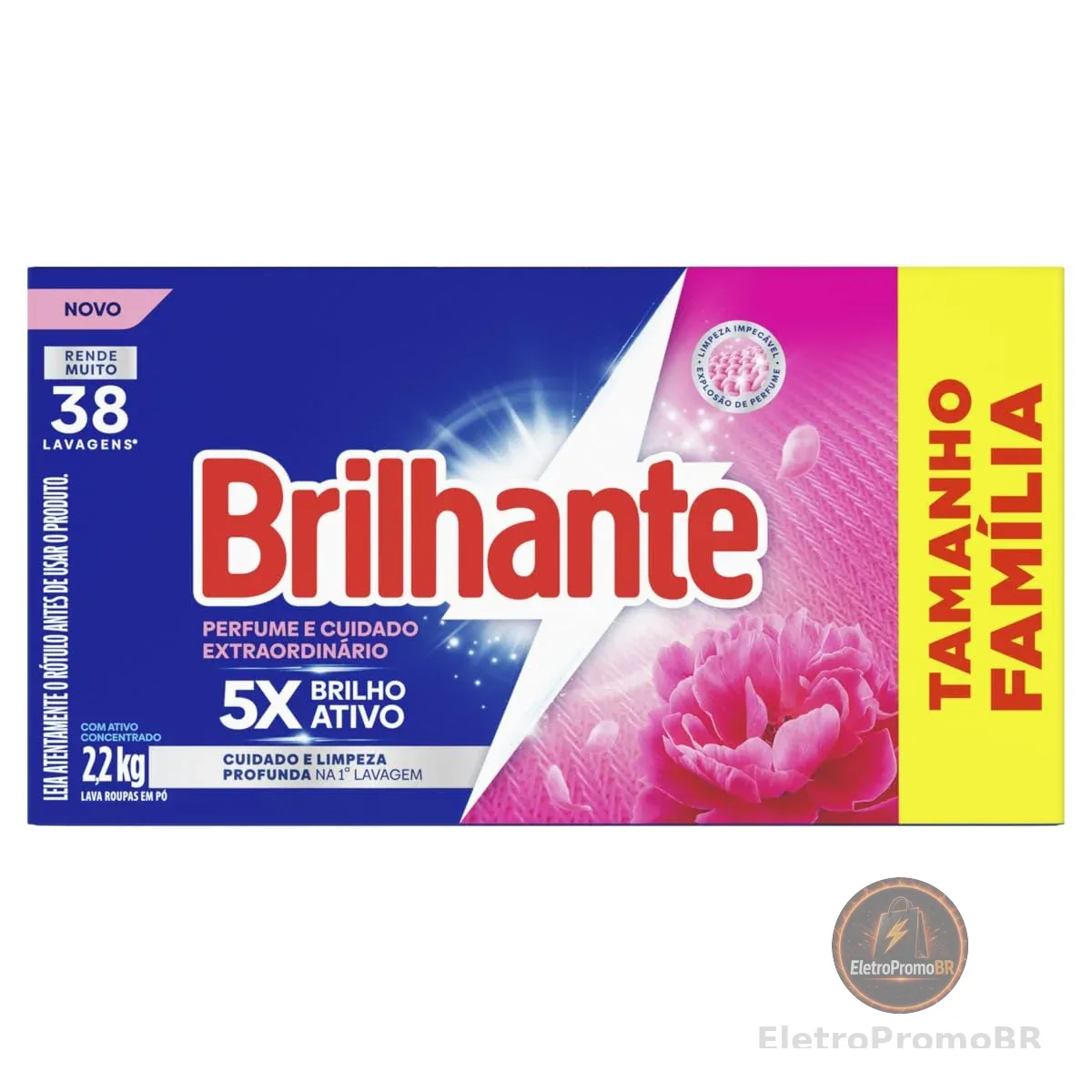 Brilhante Lava-Roupas em Pó Perfume e Cuidado Extraordinário 2,2kg