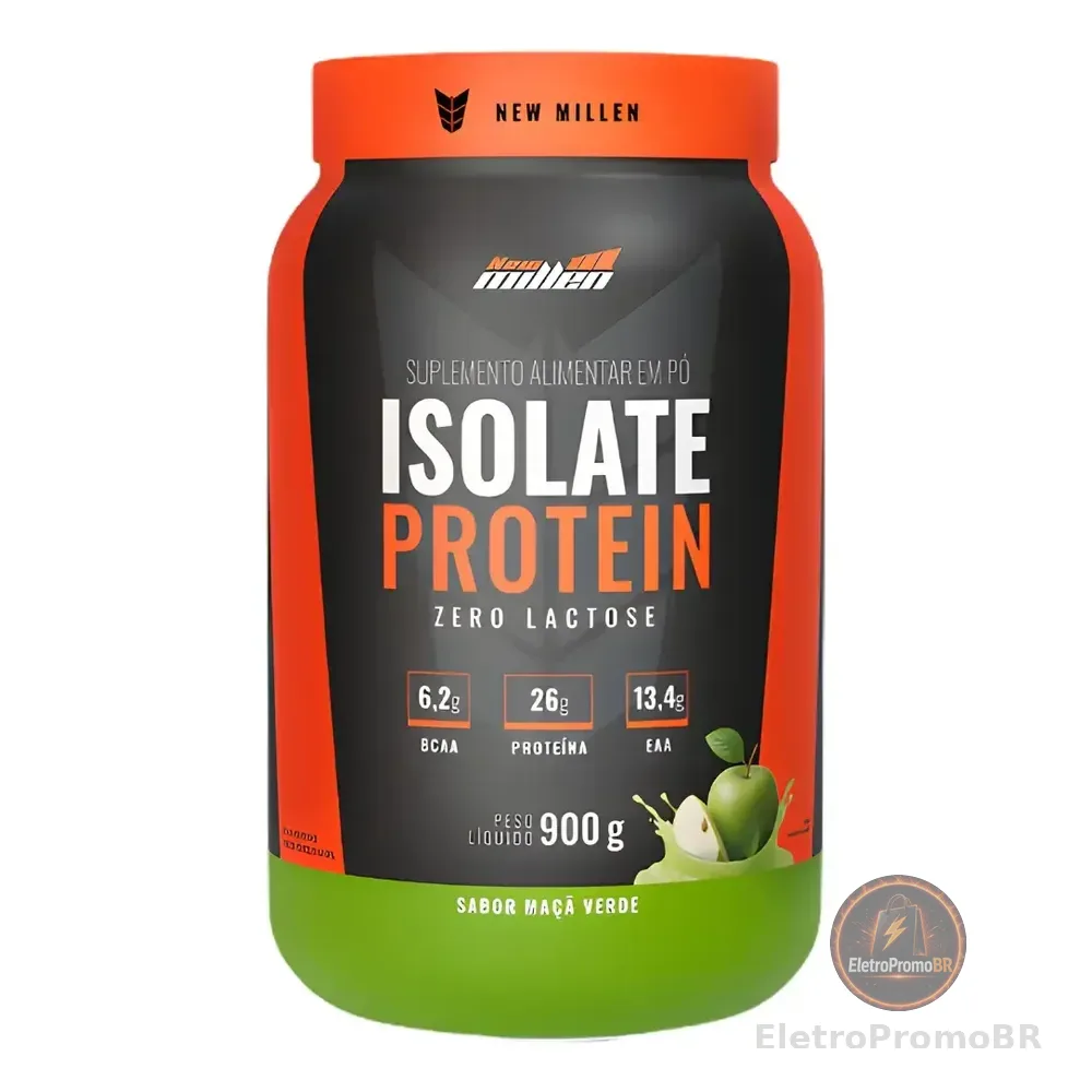 Whey Isolado New Millen Isolate Protein Pó 900g Pote Sabor Maçã Verde