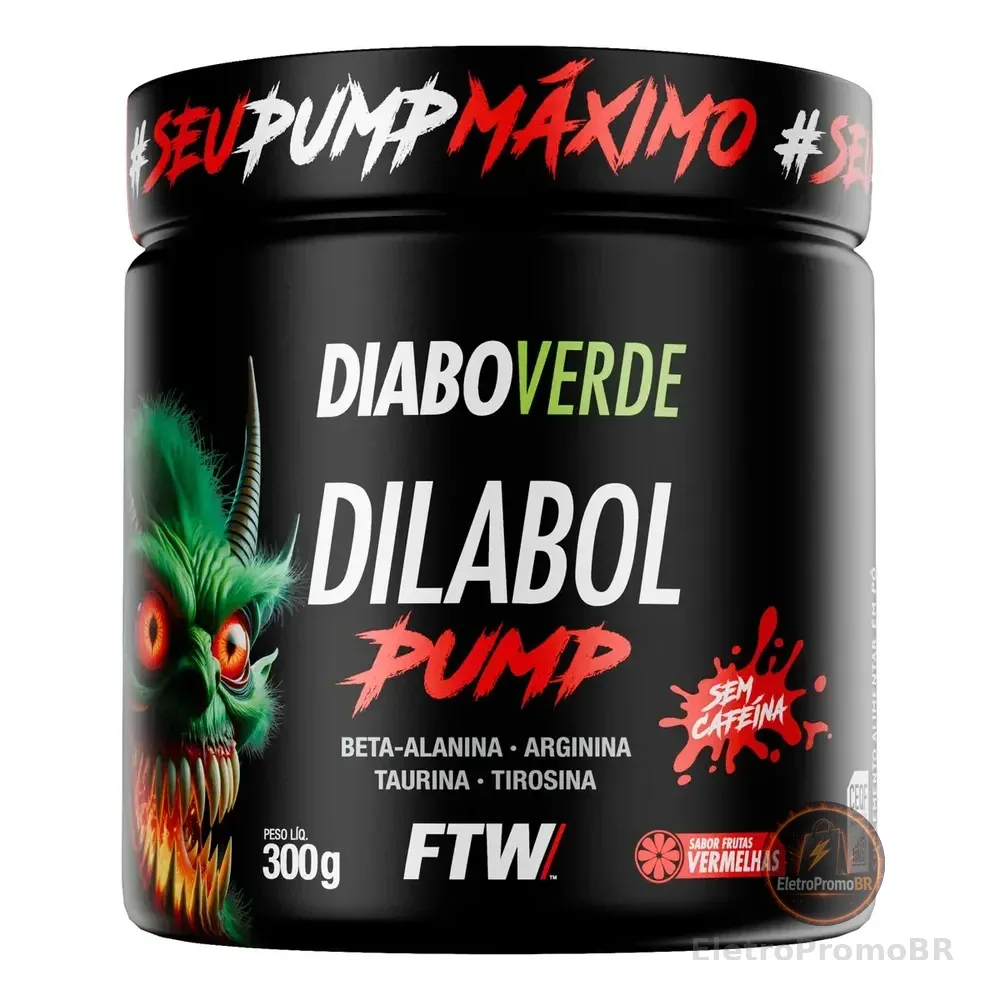 Pré Treino Pre Workout Dilabol Pump Pote 300g Sabor Frutas Vermelhas Diabo Verde - Ftw