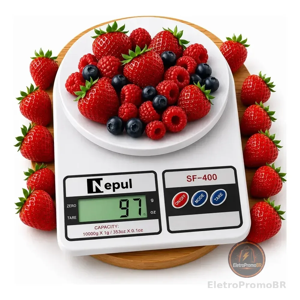 Balança Digital Precisão Até 10kg Cozinha Cor Branco Com Tara 10 Kg