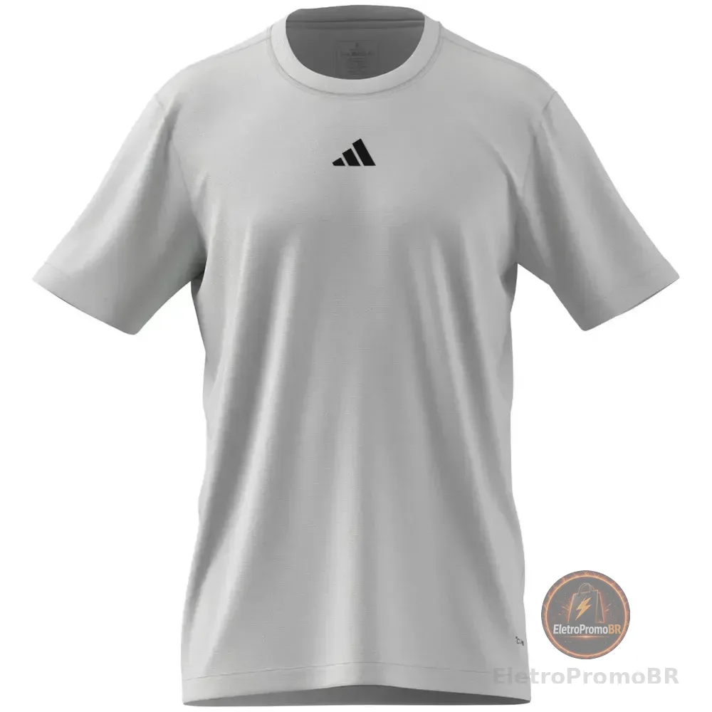 Camiseta Masculino Train Essentials Três Listras adidas White Liso P Lisa
