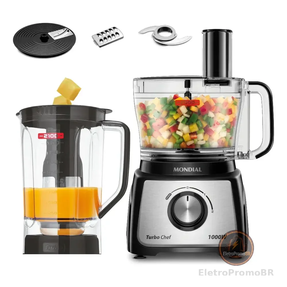 Multiprocessador Turbo Chef 5 Em 1 Mondial 1000w Mpn-01-b Preto 127v