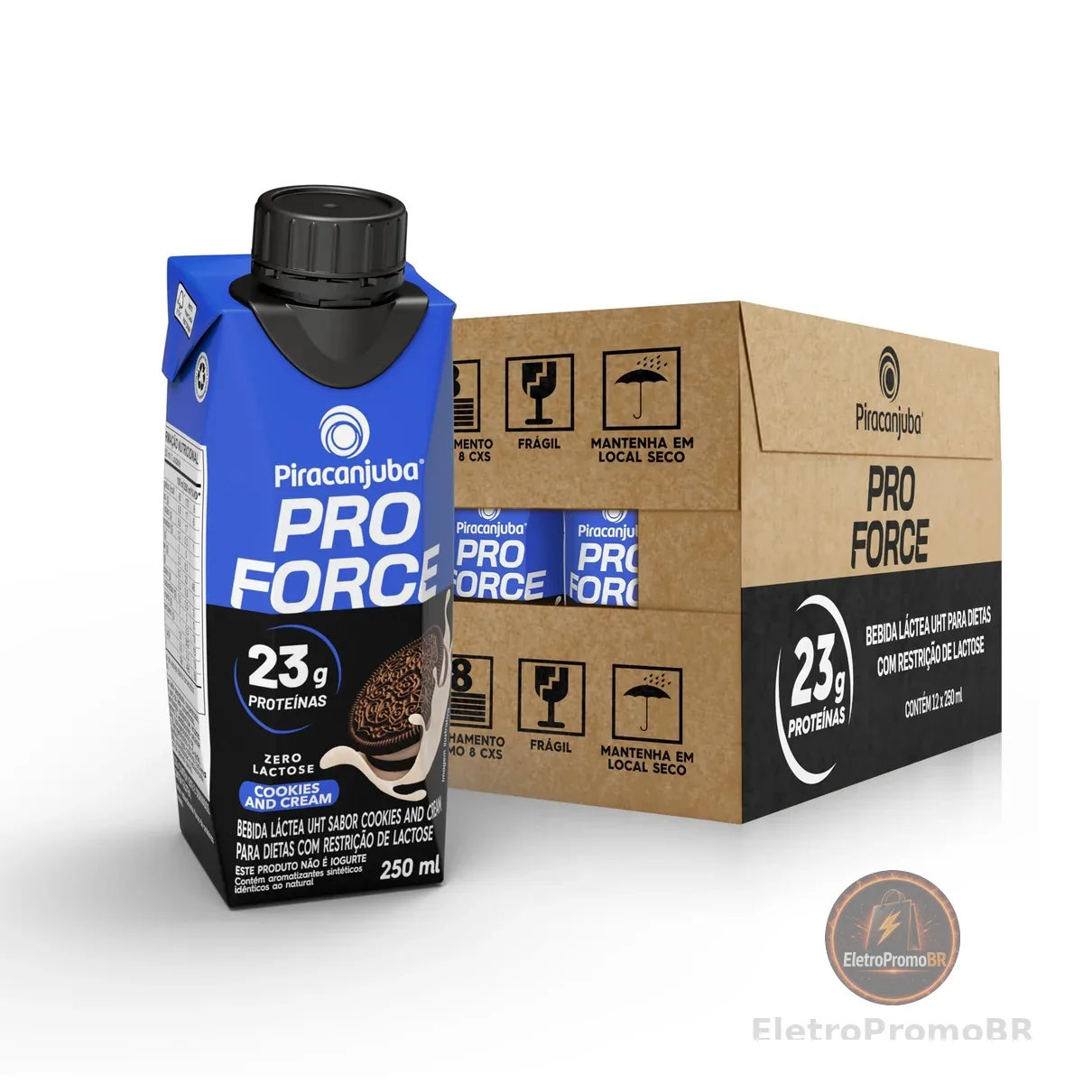 Piracanjuba ProForce 23g de Proteínas Sabor Cookies and Cream - 12 Unidades de 250ml
