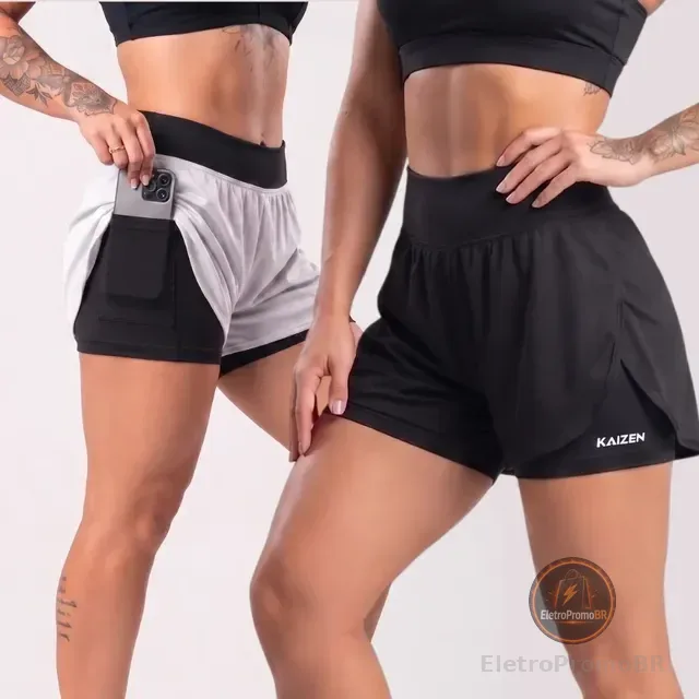 Kit 2 Short Duplo 2 Em 1 Moda Feminina Short Para Academia