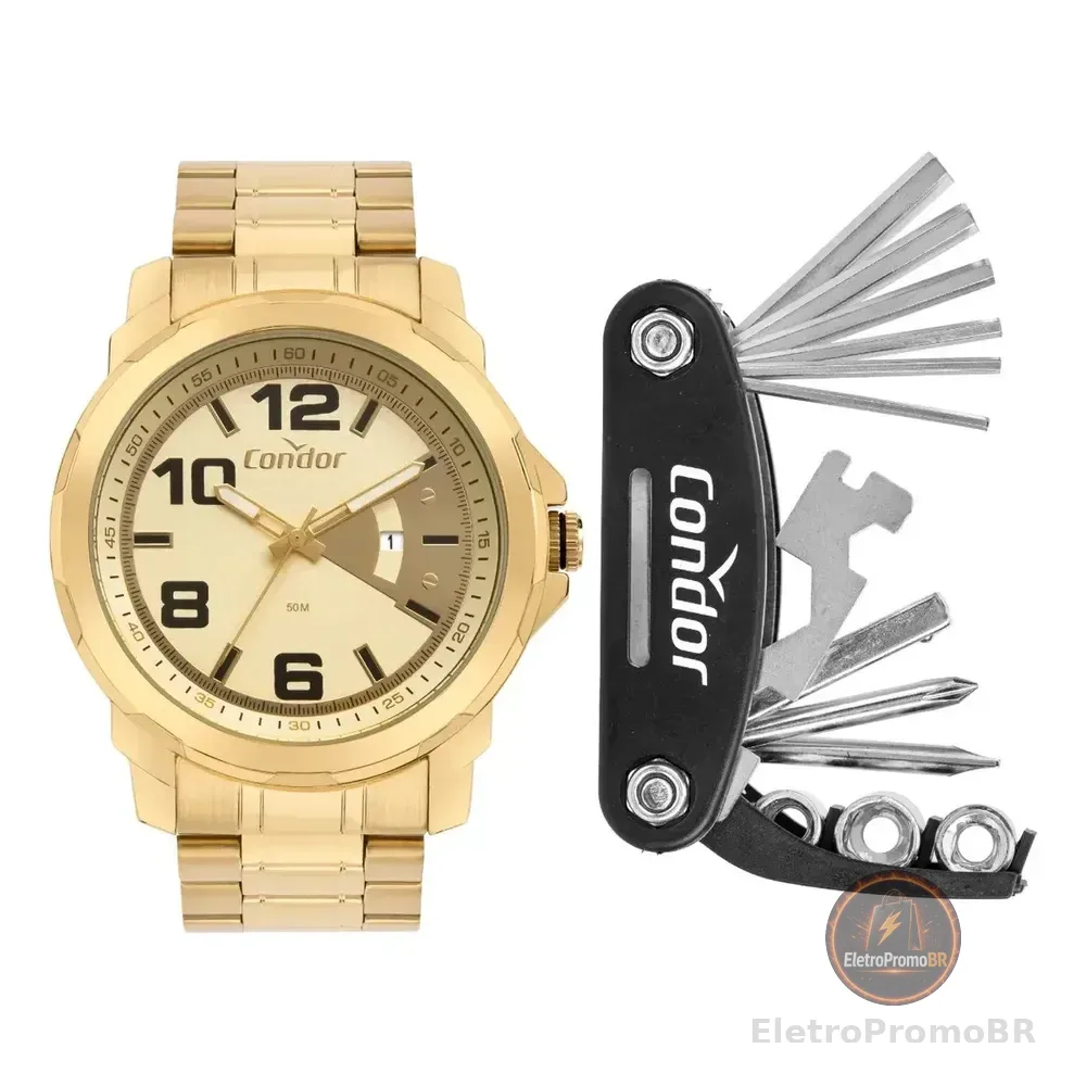 Kit Relógio Condor Masculino Speed Dourado Co2117ba/k4x Dourado Champanhe