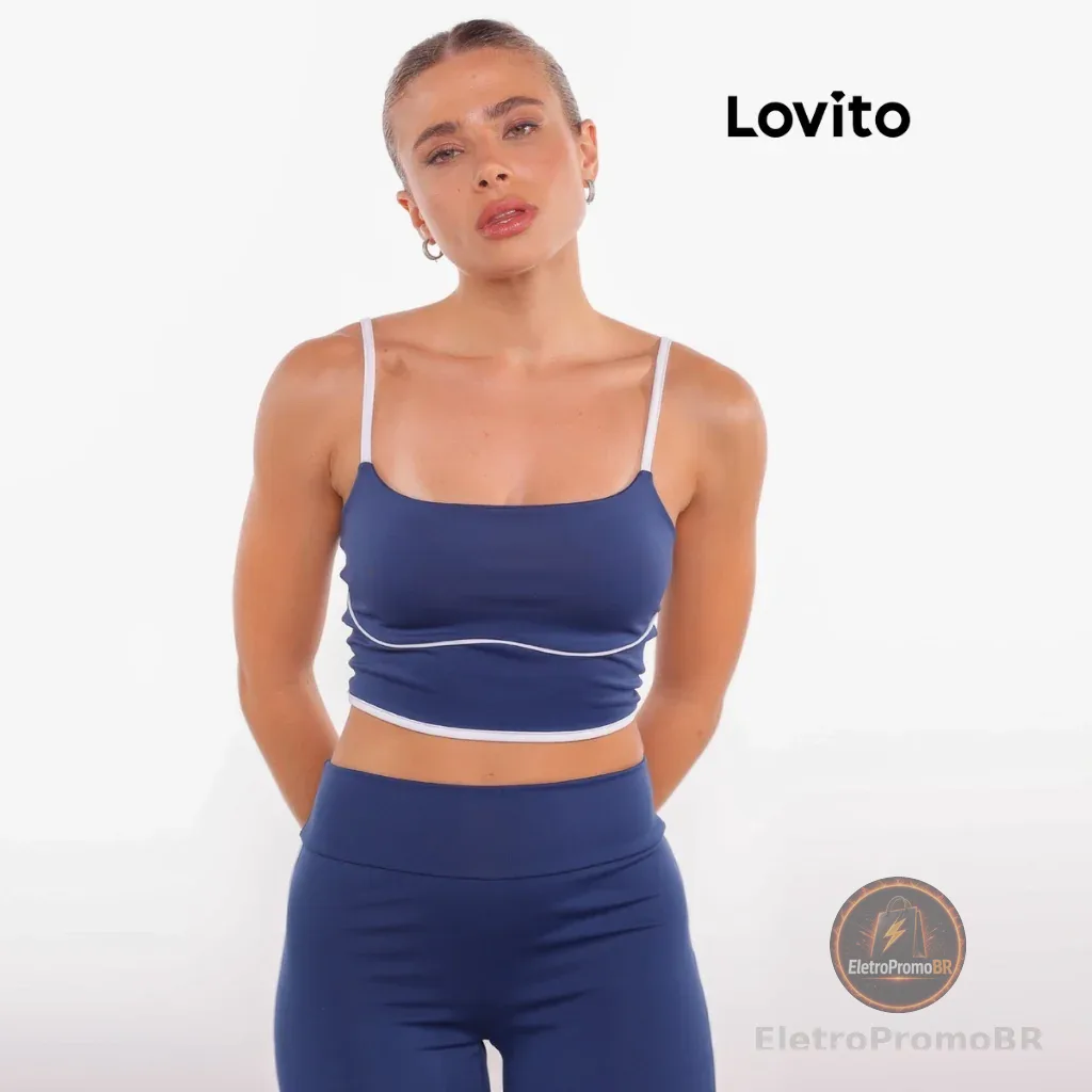 Lovito Top Esportivo Alça Fina Liso com Contraste SBB822BRL852
