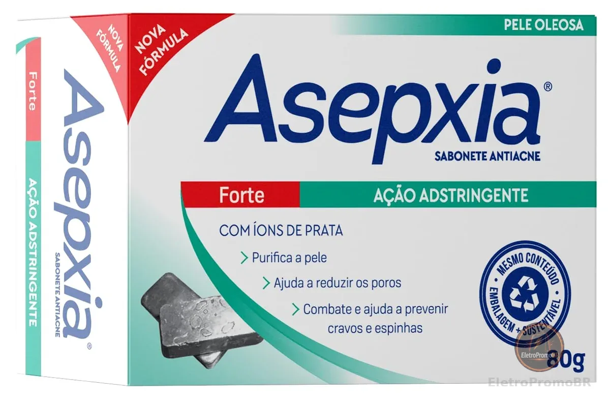 Asepxia Sabonete Forte 80g — Com Ácido Salicílico e Zinco | Reduz Espinhas e Cravos | Controla a Oleosidade e o Brilho | Limpeza Profunda para Pele Oleosa