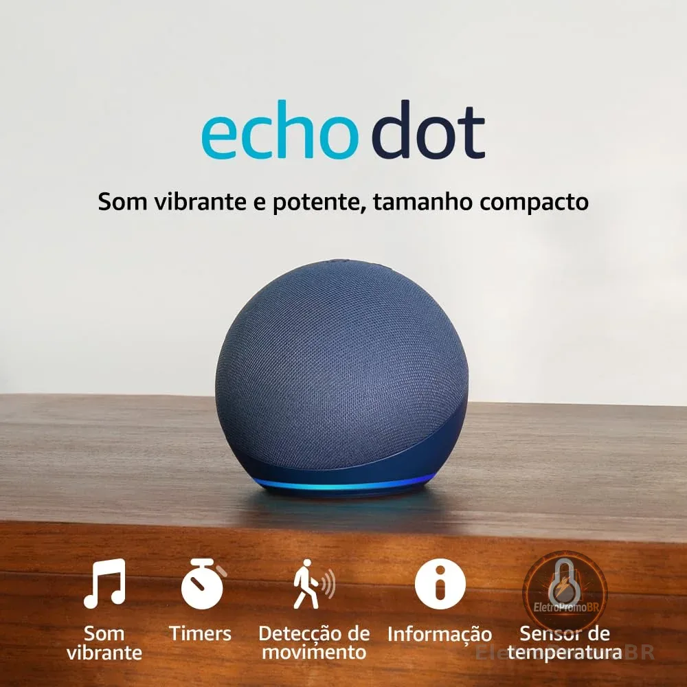 Echo Dot (Geração mais recente) | Smart speaker com Alexa, som vibrante e potente, Wi-Fi e Bluetooth | Cor Azul