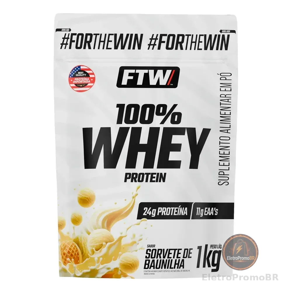 Whey Protein 100% Refil 1kg Sabor Sorvete De Baunilha - Ftw