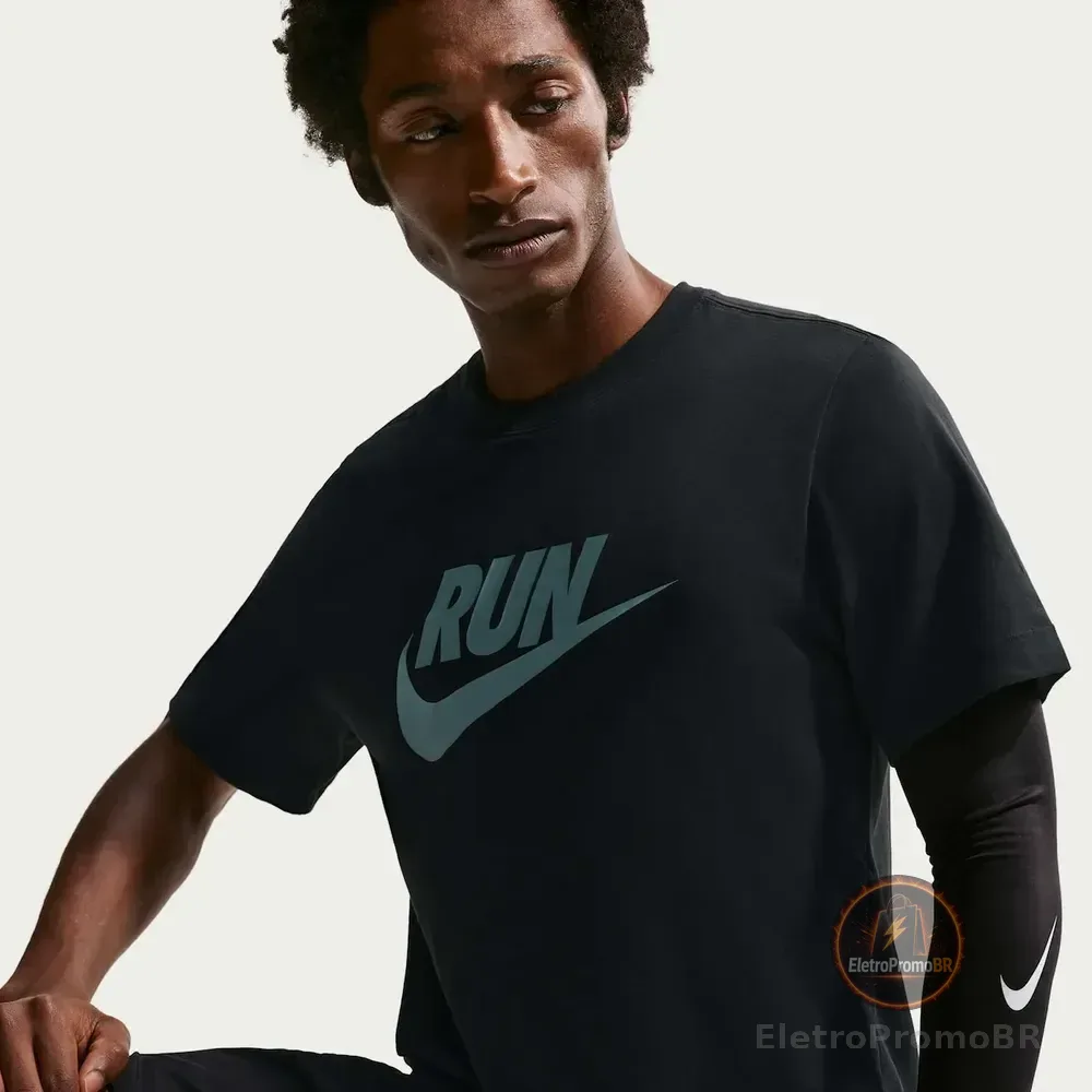 Camiseta Dri-fit Nike Run Swoosh Masculina Preto/verde G
