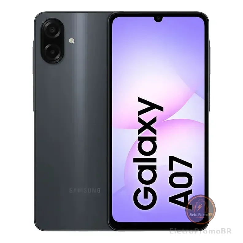 Celular Samsung Galaxy A07 256gb, 8gb, Câmera 50mp, Tela 6.7 , Proteção Ip54, Processador 6nm - Preto