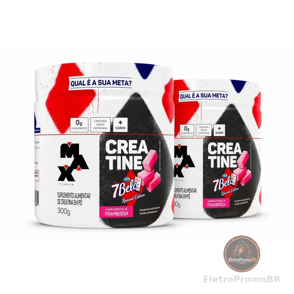Creatina 7 Belo 300g Creatina Monohidratada Sabor Framboesa Kit 2 Força Energia Alta Performance Treino 7 Belo - Artificial Framboesa
