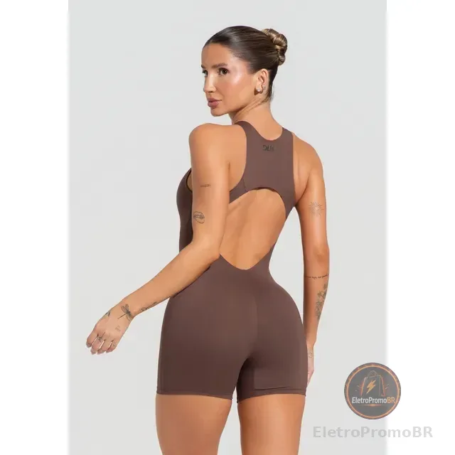 Macaquinho Fitness Feminino Nadador Com Decote Soul Dlk