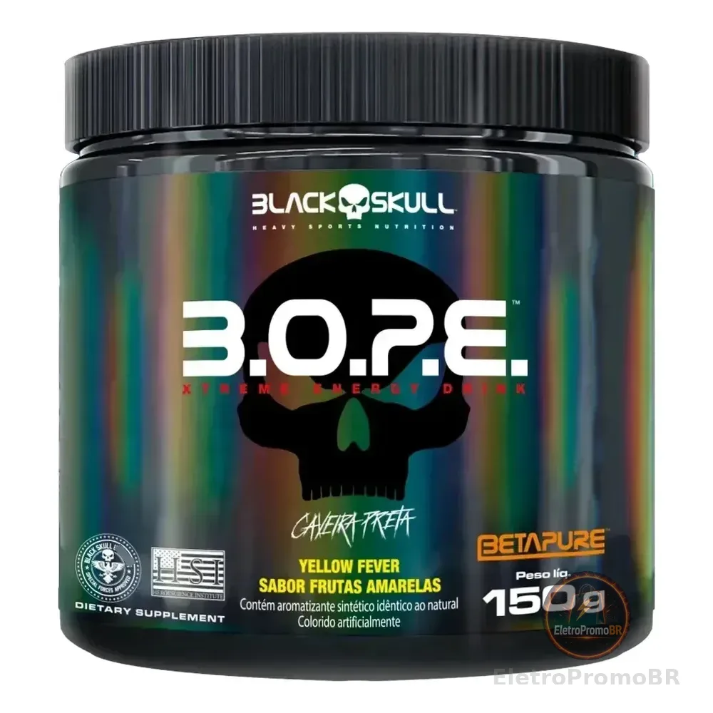 Pré Treino Black Skull B.o.p.e. 150g Pó Energia Foco Origina Yellow Fever - Frutas Amarelas