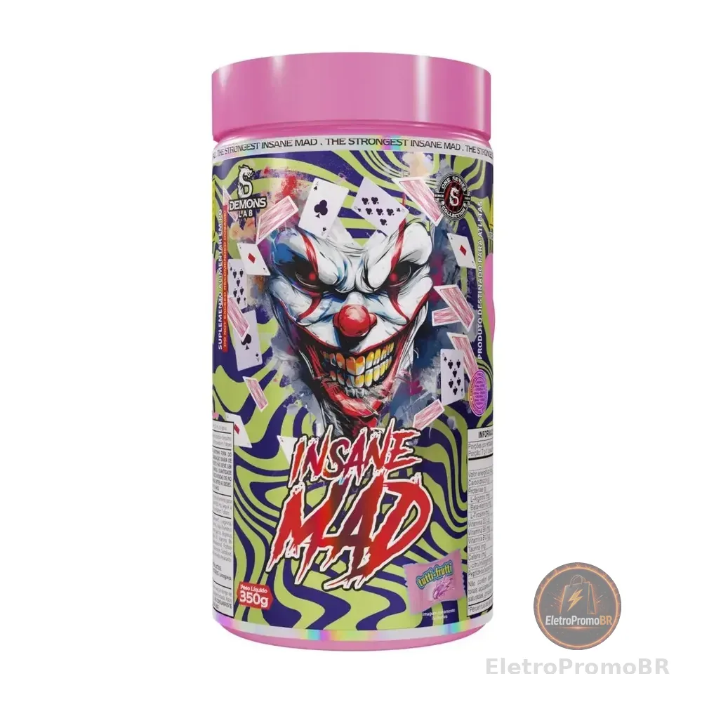 Pré Treino Insane Mad Demons Lab Sabor Tutti Fruit Com Arginina E Cafeína