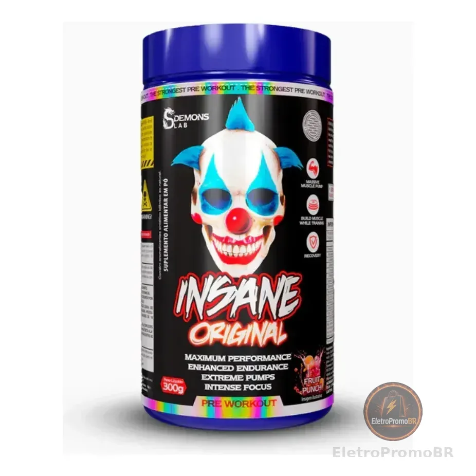 Suplemento Em Pó Insane Com Beta Alanina 300g Demons Lab Em Pote Sabor Fruit Punch Ponche De Frutas