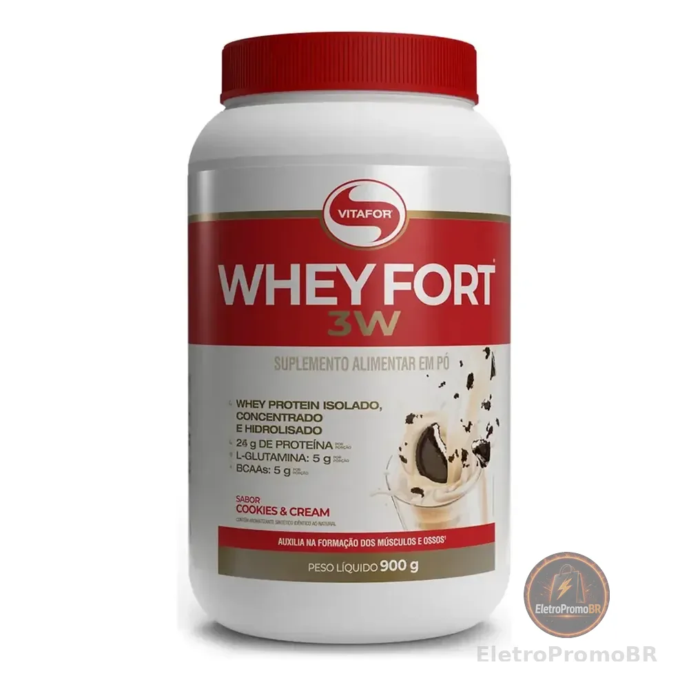 Whey Fort 3w Cookies & Cream 900g Vitafor Biscoitos