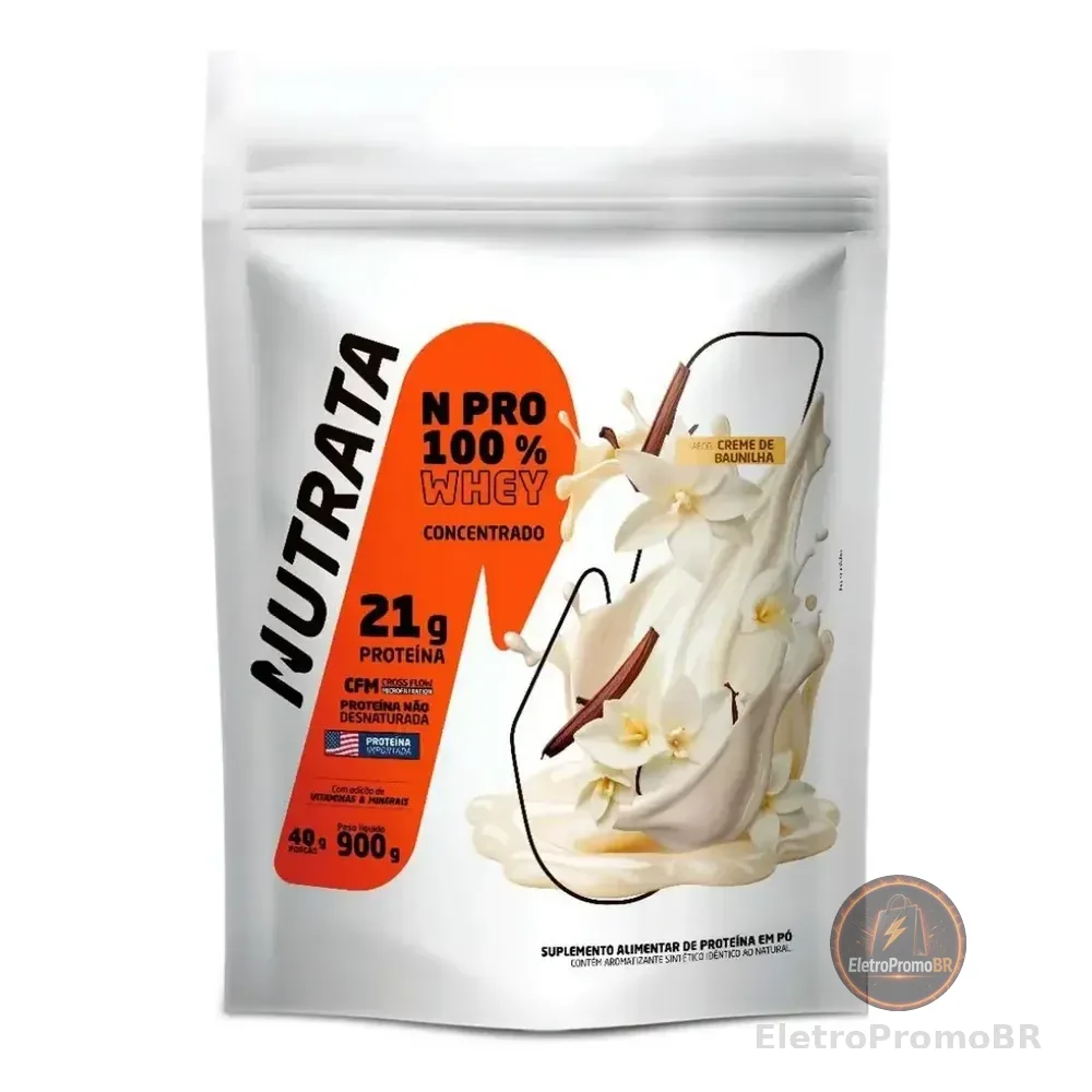 Whey Protein 100% Npro Refil 900g Sabor Baunilha Nutrata Baunilha