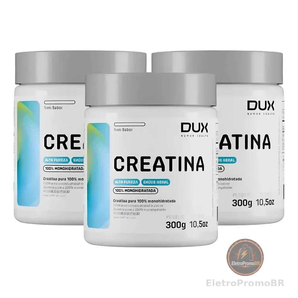 3x Creatina Monohidratada 100% Pura Dux 300g Sem Sabor