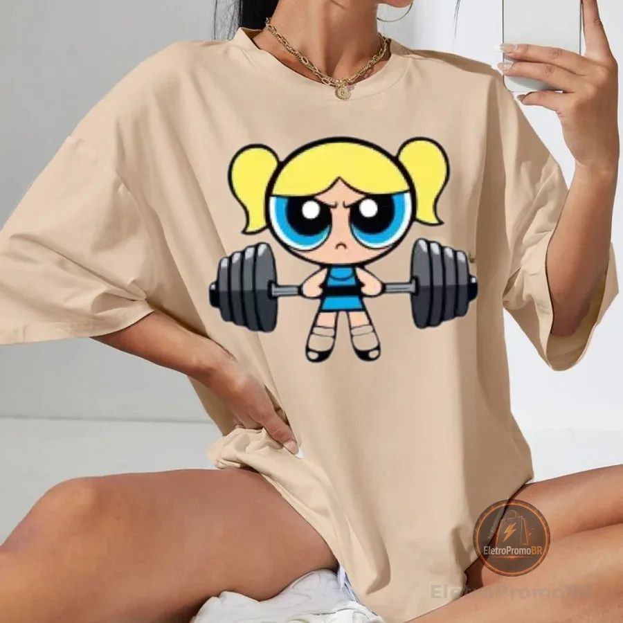 T-shirt Camisetão Algodão Feminino Gym Larga Blusão Academia