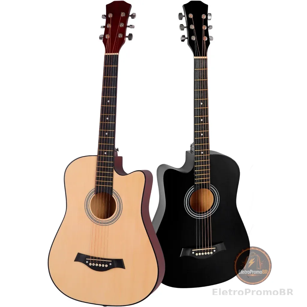 Violão Acústico Clássico para Iniciantes Destros Cordas de Aço 6 Cordas Instrumento Musical Estudo e Lazer