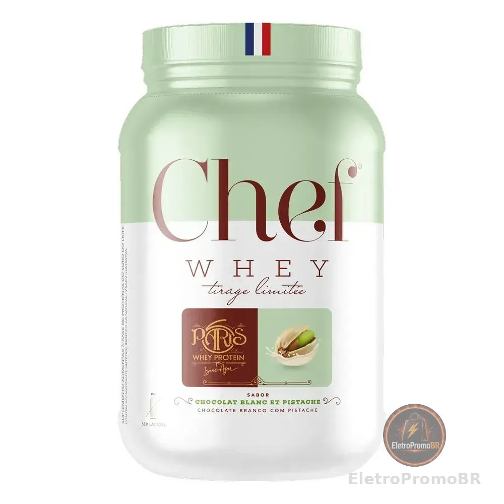 Whey Concentrado Chef Whey Chocolate Branco Pistache 800g Sem Glúten Chocolate Branco Com Pistache