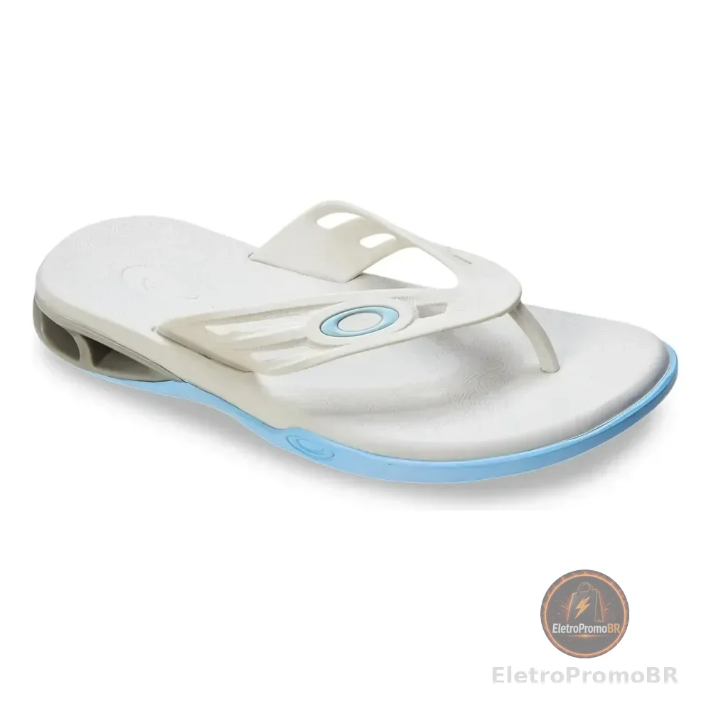Sandalia Chinelo Masculino Oakley Killer Point Ii Branco E Azul Liso 38 Br