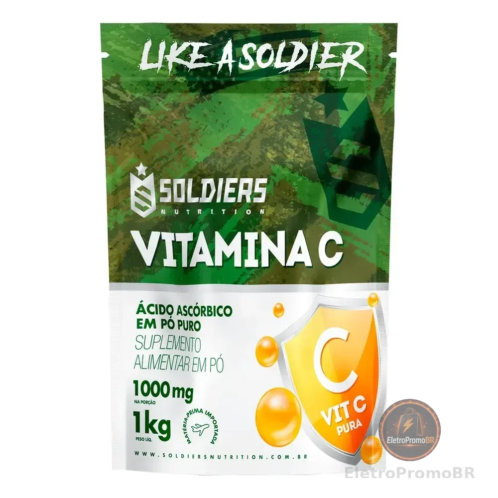 Vitamina C Em Pó Ácido Ascóbico 1kg 100% Puro Soldiers Nutrition Bem-estar Energia