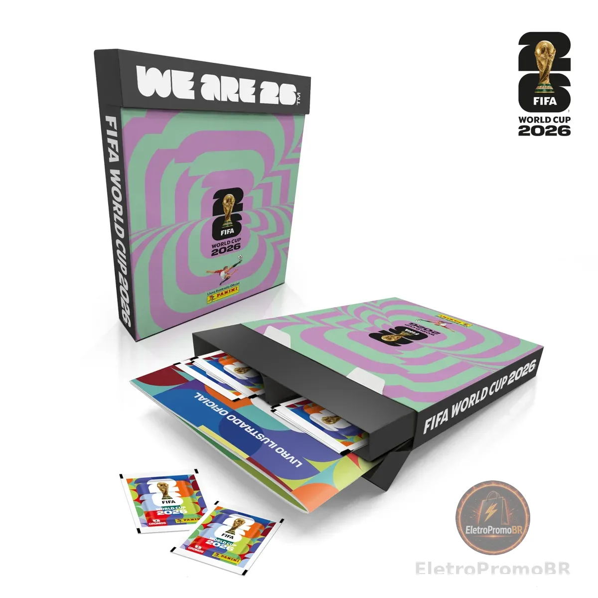 Copa do Mundo da FIFA 2026™ Box Fliptop C/ 1 Álbum Brochura + 30 Envelopes de Figurinhas FIFA WORLD CUP 2026™
