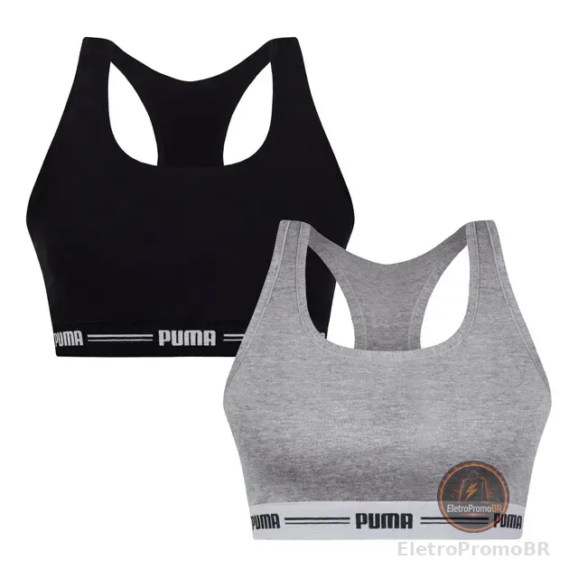 Kit 2 Tops Puma Original Alta Sustentação Sem Bojo Fitness