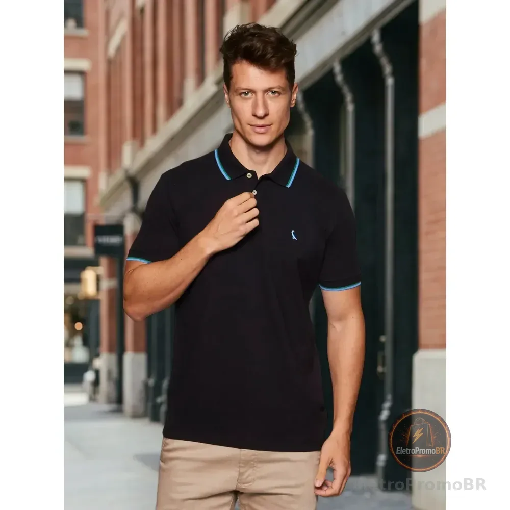 Camisa Polo Reserva Masculino Preto Curta 100% Algodão Preto N/a G Lisa