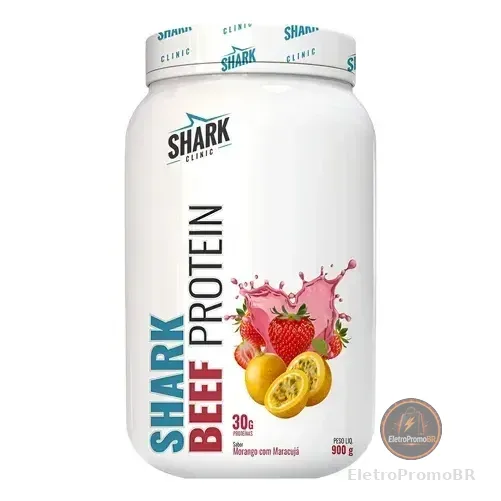 Proteína Beef Protein Shark Pro 900 G Sabor Morango E Maracujá