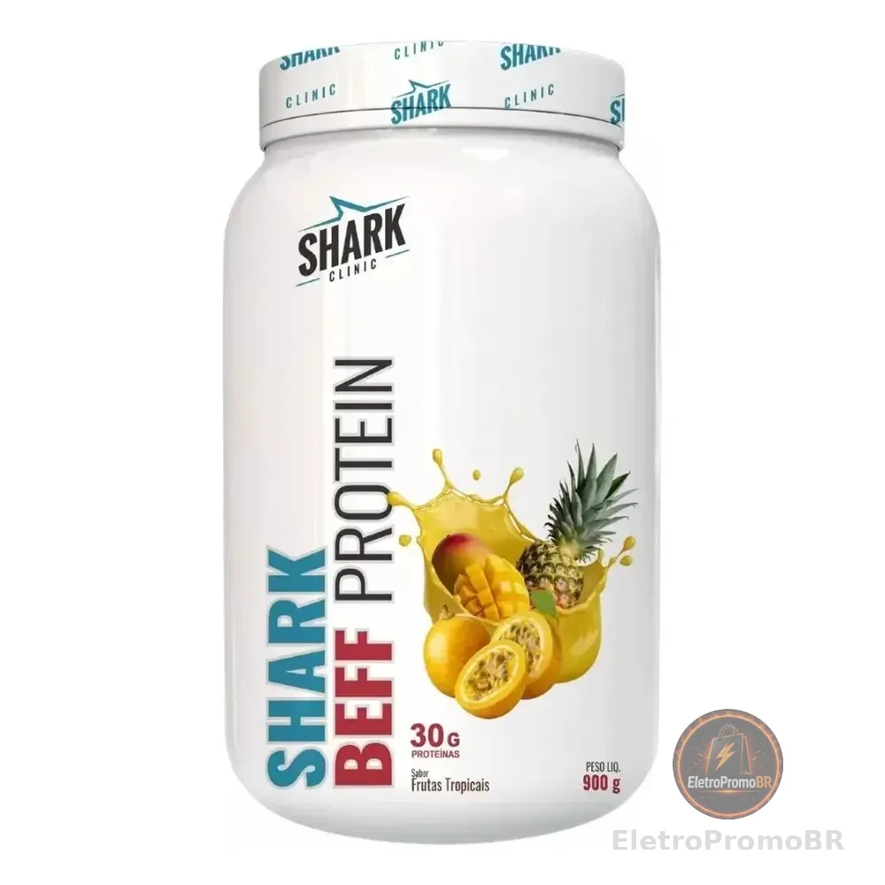 Suplemento Proteína Bovina + Colágeno 900g Shark Pro Sabor Frutas Tropicais