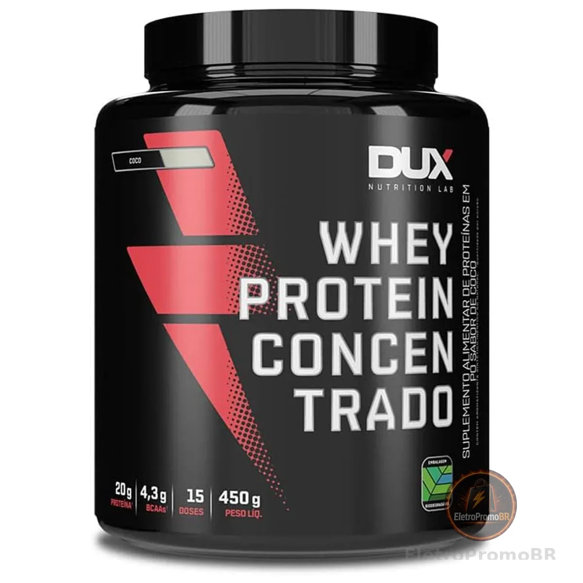 Whey Protein Concentrado Coco Pote 450g – Contribui para o Ganho Muscular Hipertrofia – Dux Human Health