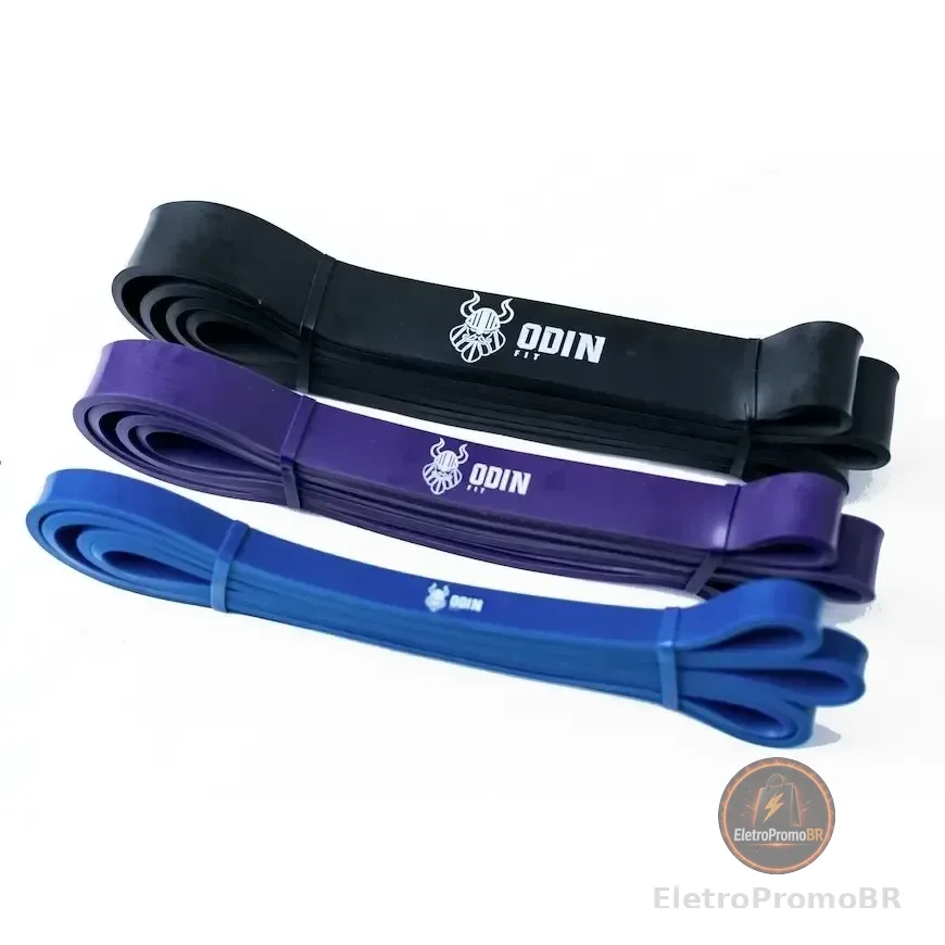 Kit Super Band 3 Intensidades Odin Fit Elasticos Power [preto, Violeta-escuro, Azul]