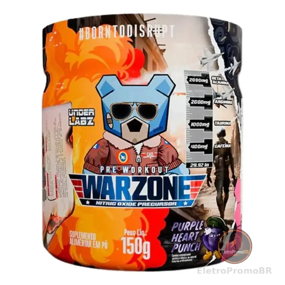 Pré Treino Warzone 150g Under Labz Beta Alanina Cafeína Sabor Purple Heart Puch Purple Heart Punch