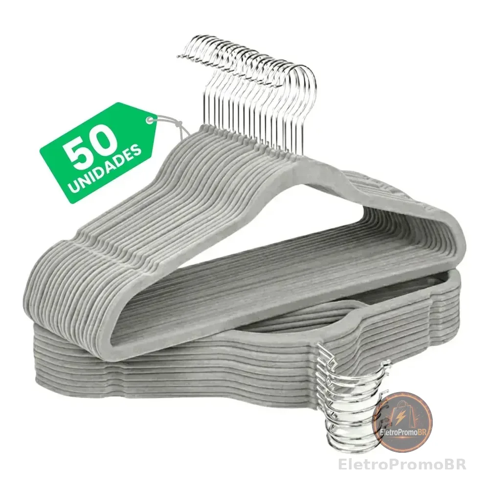 Kit Cabides Veludo De Roupa Antideslizante Slim Adulto 50 Un Cinza