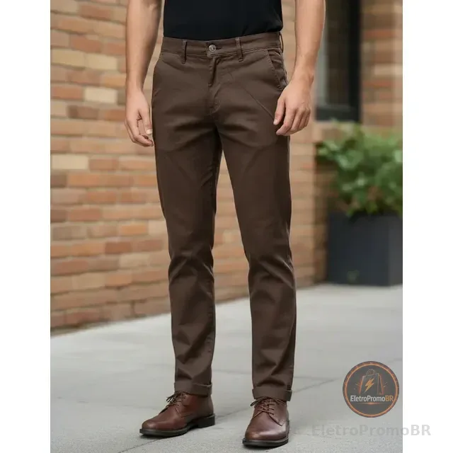 Calça Sarja Masculina Alfaiataria Bolso Faca Tradicional