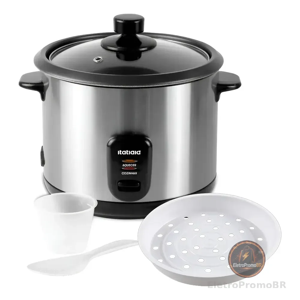 Panela De Arroz Elétrica 10 Xícaras 1.8 Litros Prateado 127v