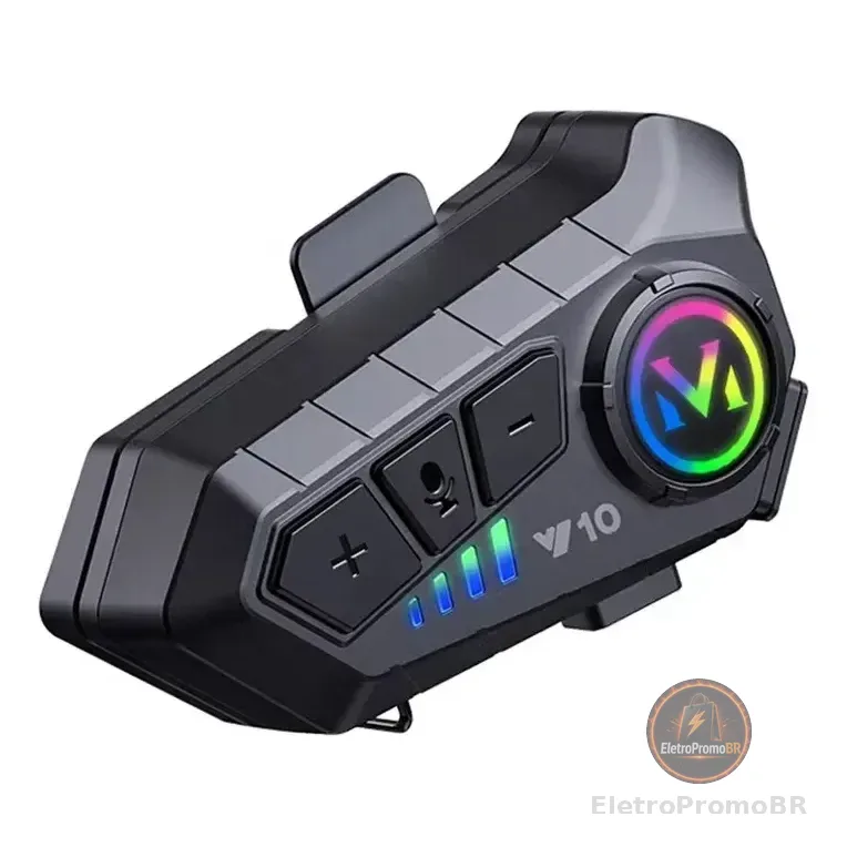 Fone Bluetooth Capacete Moto Y10 Resistência Água Ip